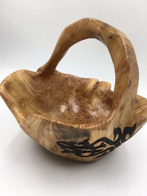哈萨克族手工木制品手提果篮